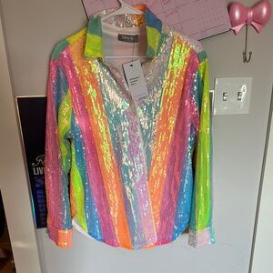 Iridescent Sequin Striped Shirt